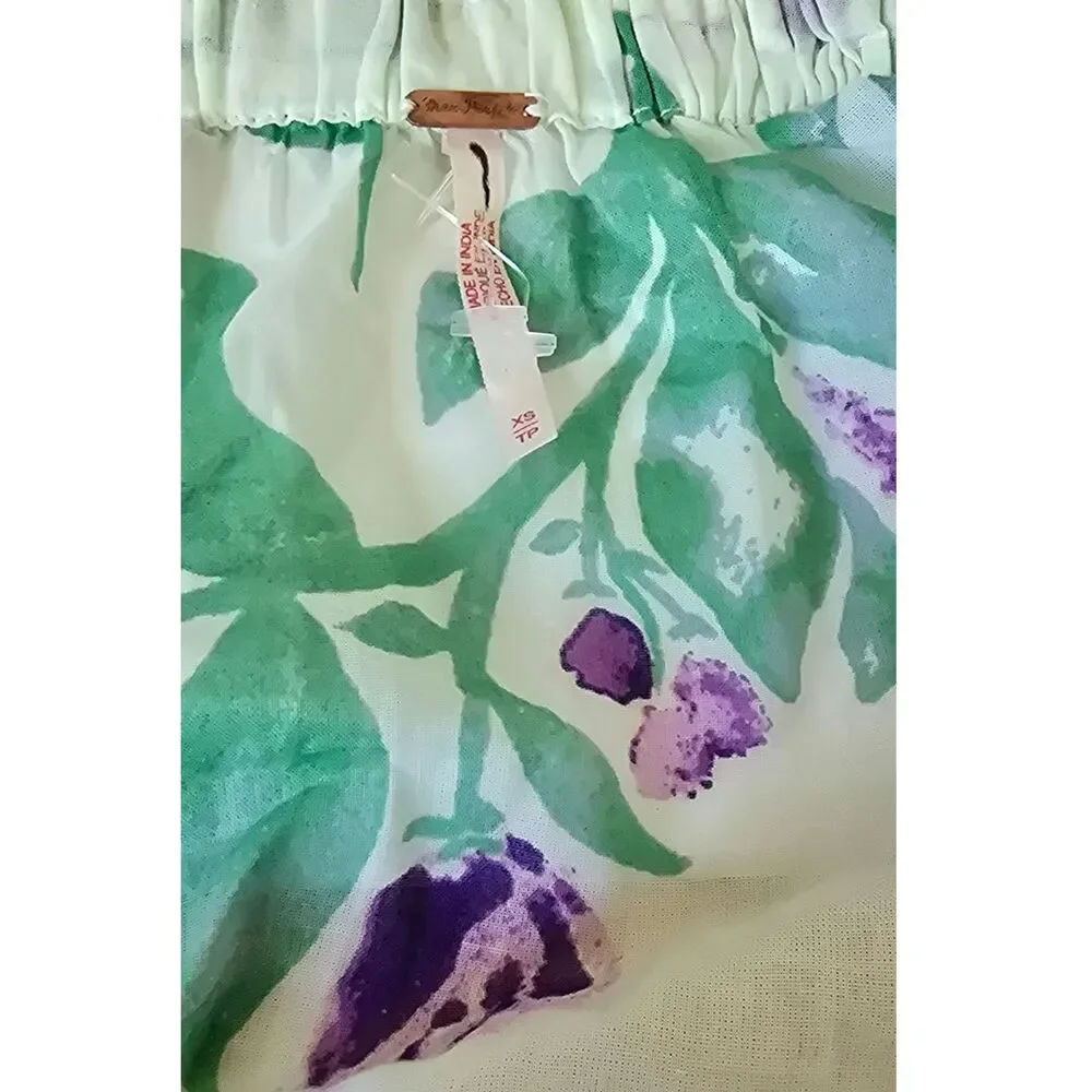 New Free People Golden Hour Floral Maxi Dress $168 X-SMALL Purple Green Boho
